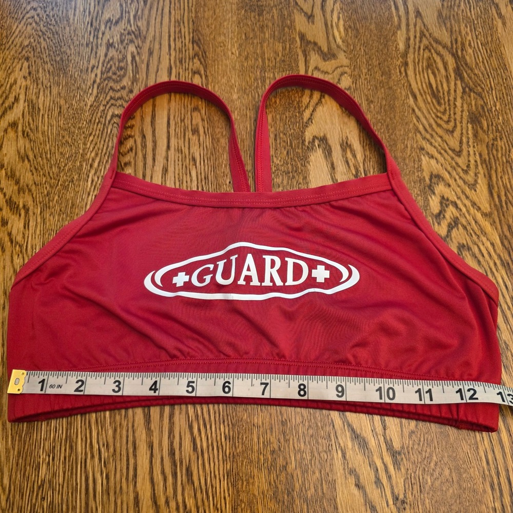 Lifeguard M Red 2 Piece Bikini Set Guard Graphic Sporty Swimsuit Womens Uniform - Picture 12 of 16